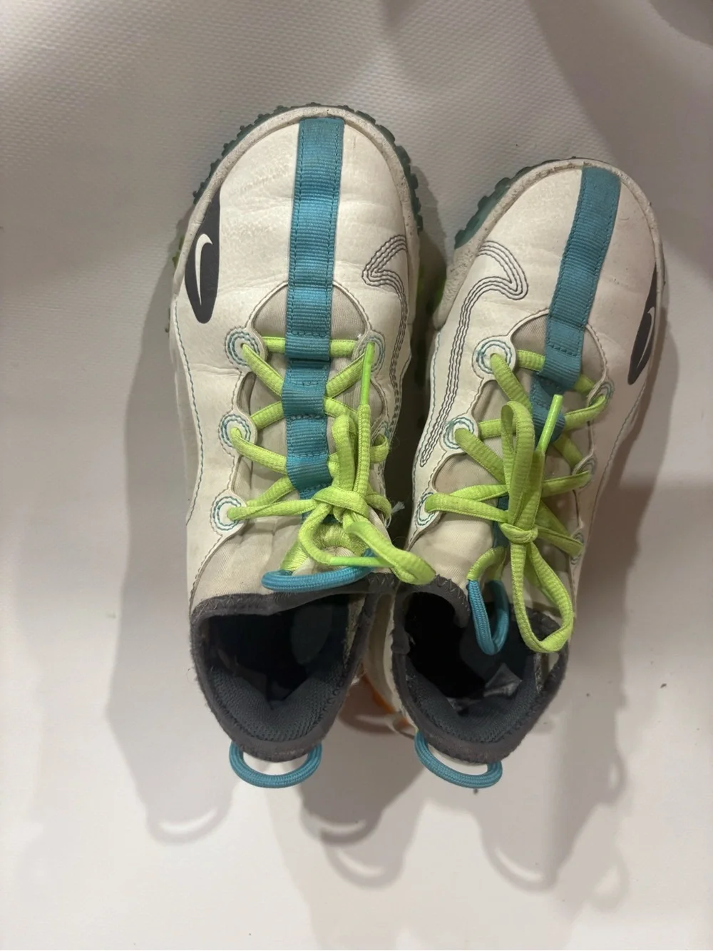 Nike Kids White Teal Lime Trail Sneakers